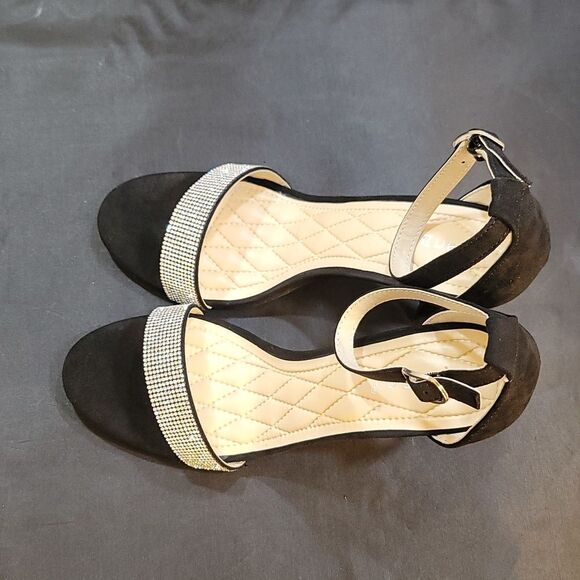 BRAND NEW BAMBOO FRENZY WOMEN'S EMBELLISHED OPEN-TOE ANKLE STRAP HEELS - Picture 10 of 14